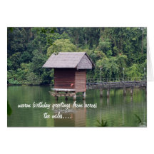 Hut on a Lake Birthday Card