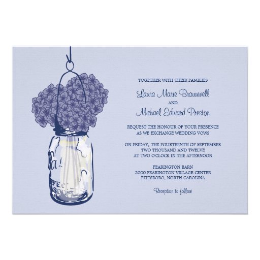 Hydrangea & Mason Jar Wedding Invitations