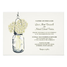 Hydrangea & Mason Jar Wedding Invitations