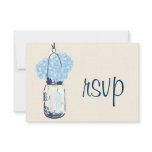 Hydrangea & Mason Jar Wedding RSVP Invites