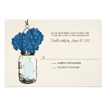Hydrangea & Mason Jar Wedding RSVP Custom Announcements