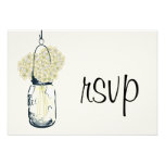 Hydrangea & Mason Jar Wedding RSVP Personalized Invites