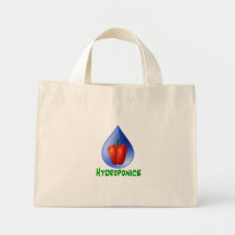 Hydroponics, Bell Pepper, drop, green text Tote Bags