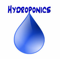 Hydroponics blue letters with blue drop graphic photo sculpture