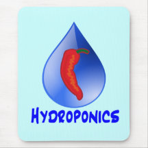 Hydroponics, chilli pepper, blue text design mousepad