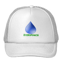Hydroponics green text blue drop hat