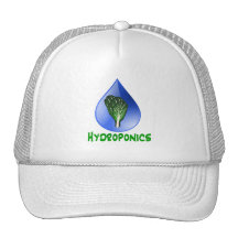 Hydroponics Leaf lettuce blue drop green text Mesh Hats