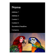 HYPER PARROTS / RED AND BLUE ARA ,black Business Card Templates