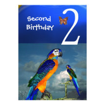 HYPER PARROTS / Second Birthday Party Invitations