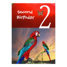 HYPER PARROTS / Second Birthday Party Red Ruby Announcement