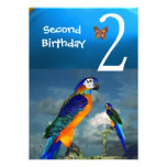 HYPER PARROTS / Second Birthday Party Turquase Custom Invites