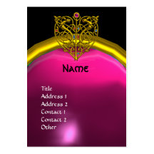 HYPER VALENTINE AMETHYST MONOGRAM  yellow pink Business Cards
