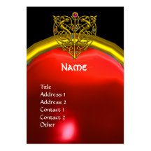 HYPER VALENTINE RUBY MONOGRAM  yellow red black Business Cards