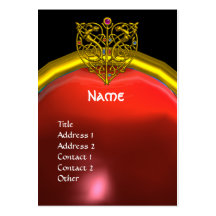 HYPER VALENTINE RUBY MONOGRAM  yellow red black Business Card