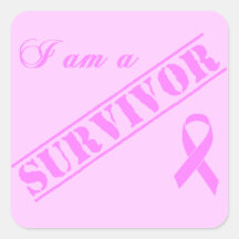I am a Survivor - Pink Ribbon Square Stickers
