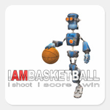 I am basketball Robot Square Sticker