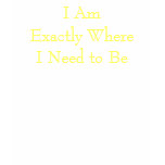 I Am Exactly Where I Need to Be t-shirts