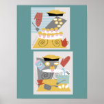 'I bake" 2 retro illustrations Print