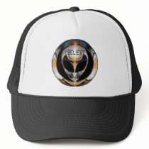 I BELIEVE CHROME ALIEN HEAD MESH HATS
