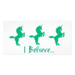 I Believe Green Unicorn Design photo cards