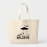 I believe in aliens tote bag
