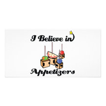 i believe in appetizers personalised photo card