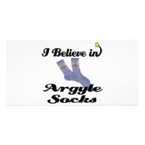 i believe in argyle socks personalized photo card