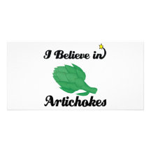 i believe in artichokes personalized photo card