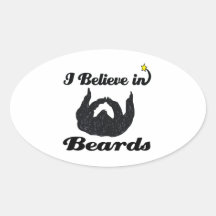 i believe in beards oval stickers