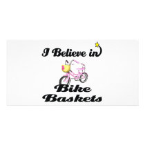 i believe in bike baskets customized photo card