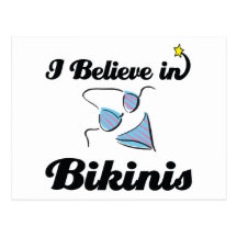 i believe in bikinis postcard