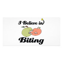 i believe in biting picture card