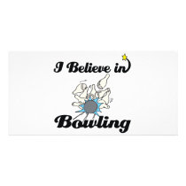 i believe in bowling personalised photo card
