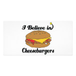 i believe in cheeseburgers customised photo card