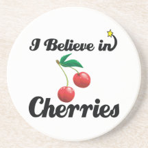 i believe in cherries beverage coaster
