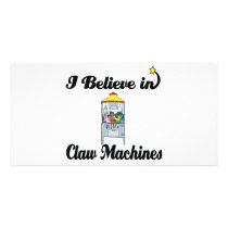 i believe in claw machines personalised photo card