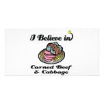 i believe in corned beef and cabbage personalized photo card
