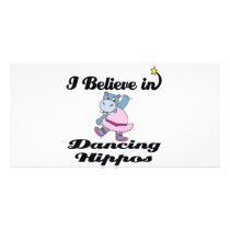 i believe in dancing hippos personalized photo card