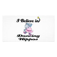 i believe in dancing hippos personalized photo card