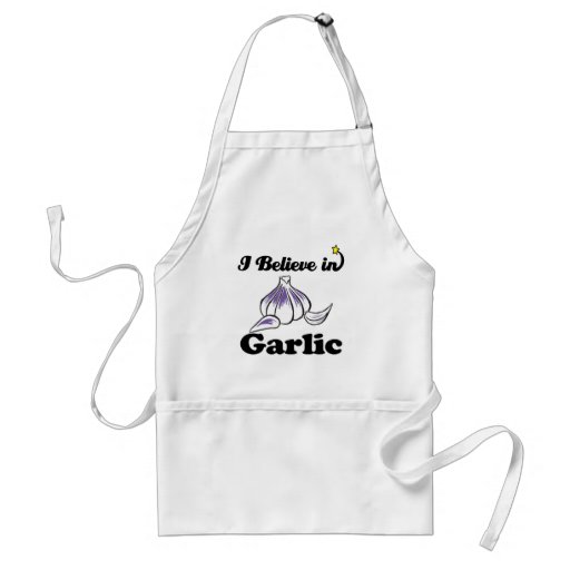i believe in garlic aprons