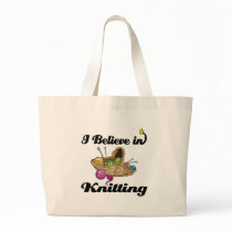 i believe in knitting canvas bag