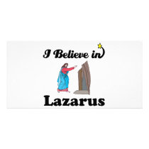 i believe in lazarus personalised photo card