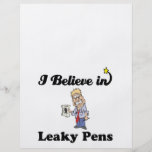 i believe in leaky pens personalised flyer