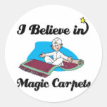 i believe in magic carpets round sticker
