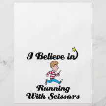 i believe in running with scissors boy personalised flyer