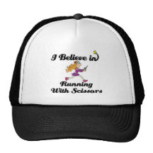 i believe in running with scissors girl mesh hats