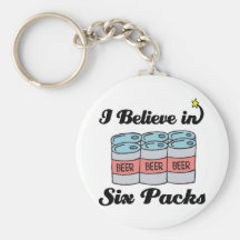 i believe in six packs keychains