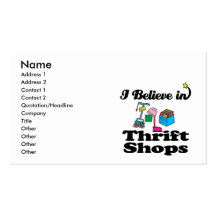 i believe in thrift shops business card