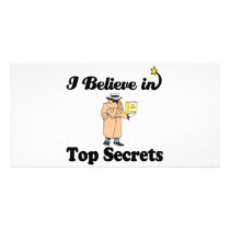 i believe in top secrets personalized photo card