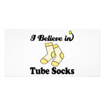i believe in tube socks personalised photo card